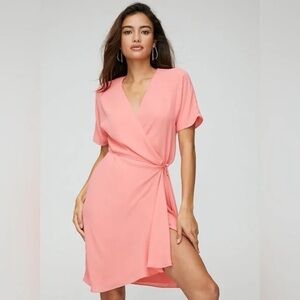 Babaton Wallace Coral Wrap Dress Size S